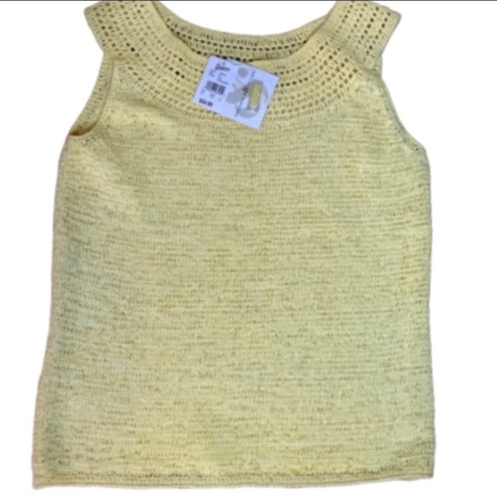 NWT Preswick & Moore sleeveless coated knit top yellow L